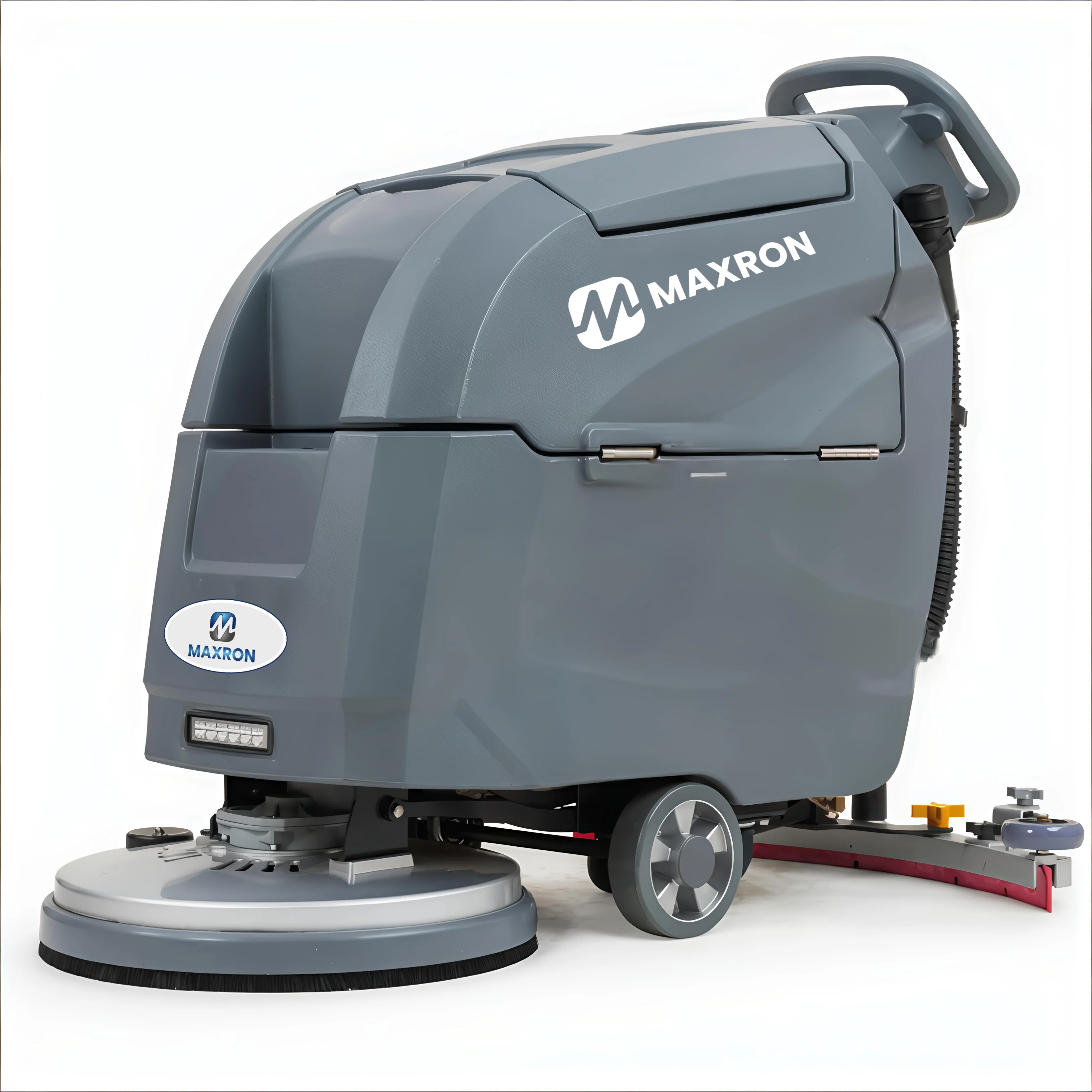 Maxron walk-behind scrubber for retail aisles